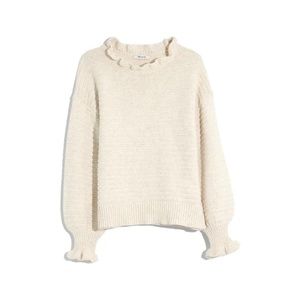 Madewell Ruffle Neck Sweater in Heather Oak